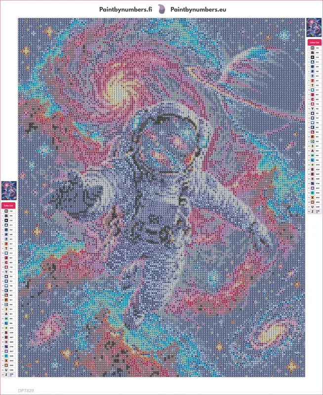 Astronaut in the Nebula timanttimaalauksen liimapintainen canvas 40x50cm