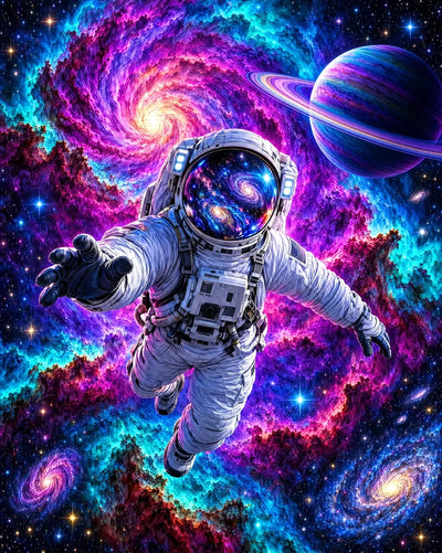 Astronaut in the Nebula, 40x50 cm timanttimaalaus – alkuperäinen kuva, josta kuvio on tehty