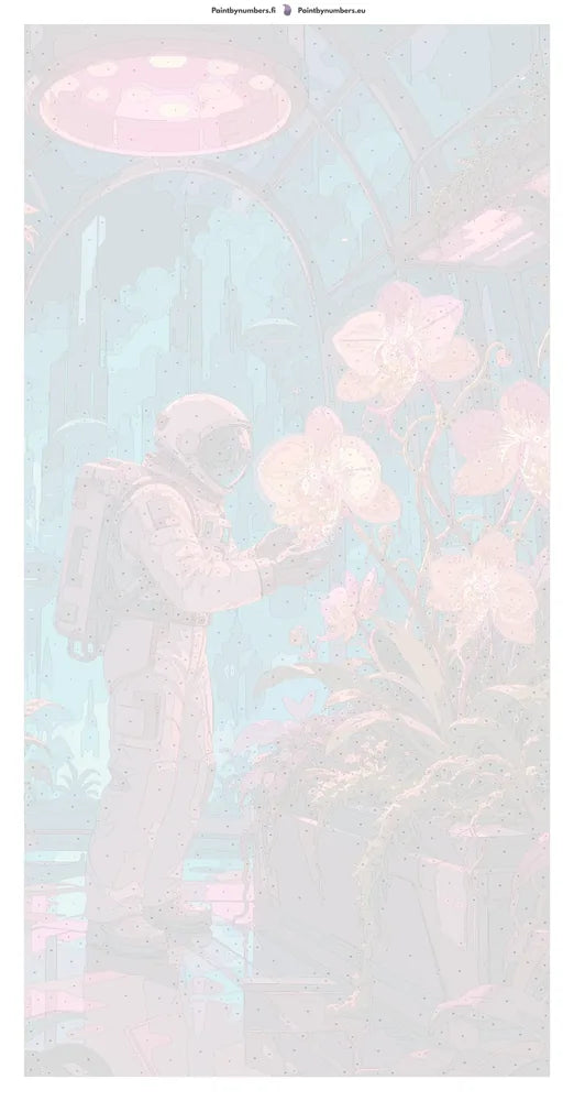 Numeroitu kangas - Astronaut with Orchids 80x160cm