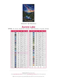 Thumbnail for Aurora Lake timanttimaalauksen värikartta – 35 DMC-väriä