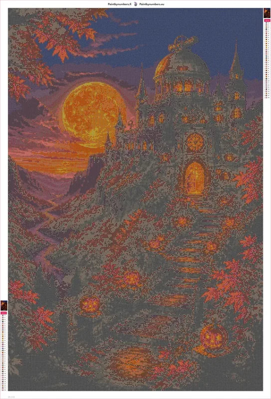 Autumn Castle timanttimaalauksen liimapintainen canvas 80x120cm