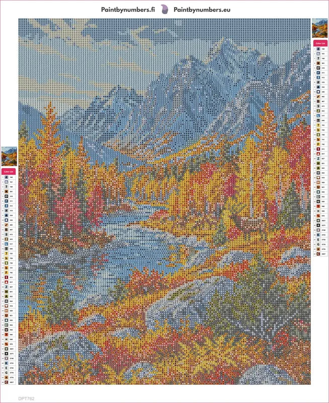 Autumn Elk in Mountain Valley timanttimaalauksen liimapintainen canvas 40x50cm