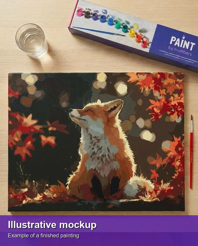 Valmiin numeromaalauksen havainnekuva - Autumn Fox Serenity 50x40cm