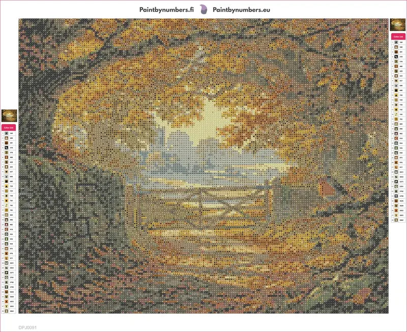 Autumn Gate timanttimaalauksen liimapintainen canvas 50x40cm