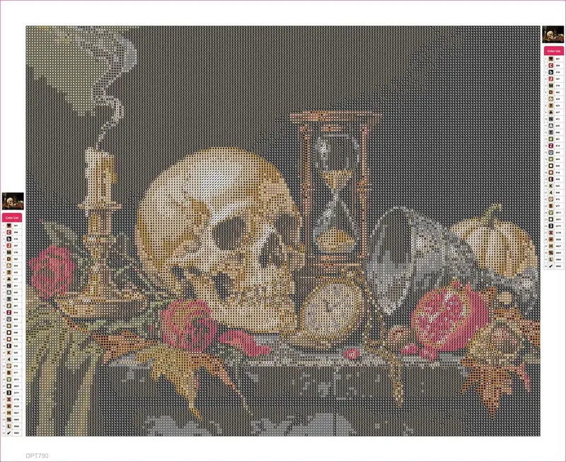 Autumn Vanitas with Skull and Candle timanttimaalauksen liimapintainen canvas 50x40cm