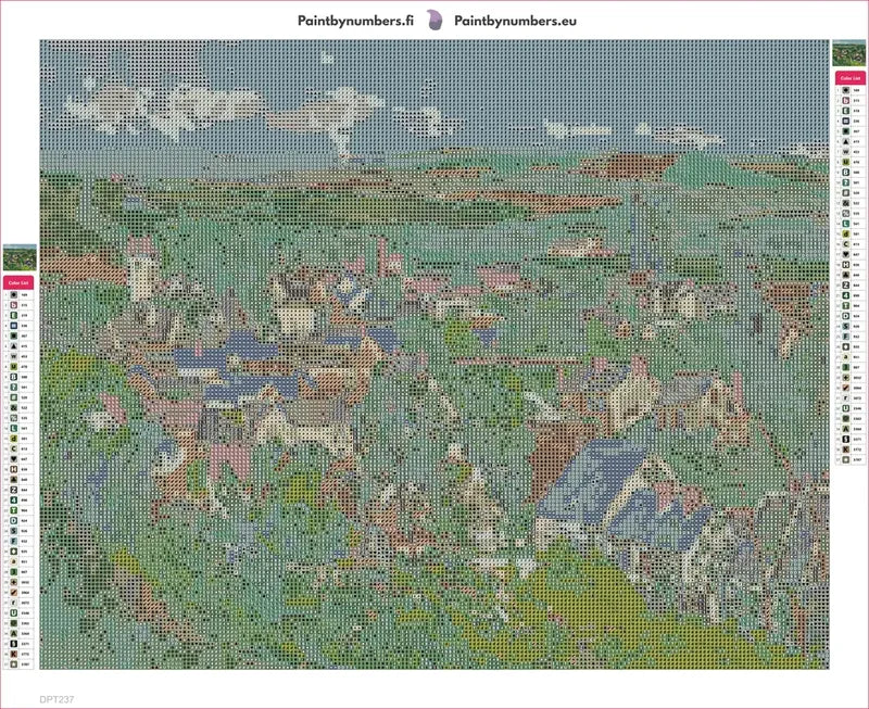 Auvers Panoramic View timanttimaalauksen liimapintainen canvas 50x40cm