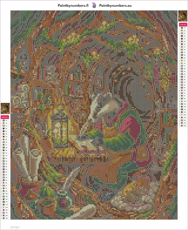 Badger Scribe in Cozy Burrow timanttimaalauksen liimapintainen canvas 40x50cm