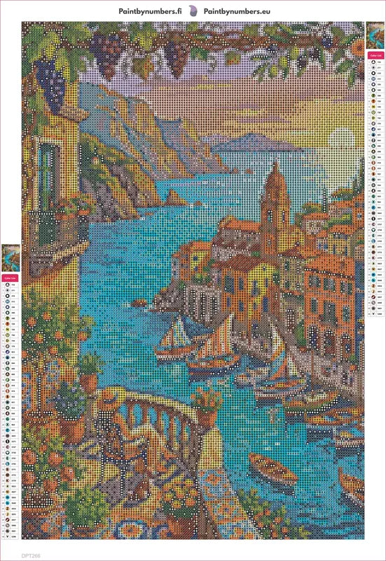 Balcony Over Harbor timanttimaalauksen liimapintainen canvas 40x60cm