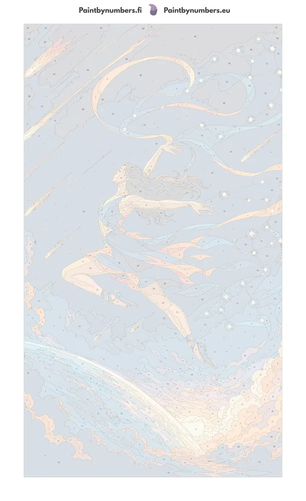Numeroitu kangas - Ballerina Leaping in Space 40x70cm