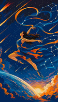 Thumbnail for Ballerina hyppäämässä avaruudessa, tähtitaivas ja tähdistöt numeromaalaus.