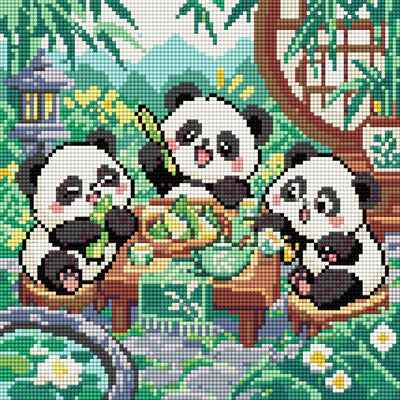 Bamboo Breakfast Club, 30x30 cm timanttimaalaus – lopullisen kuvion esikatselu