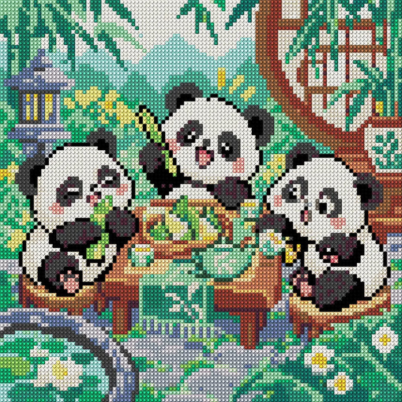 Bamboo Breakfast Club, 30x30 cm timanttimaalaus – koko kuvion esikatselu ilman lähikuvaa