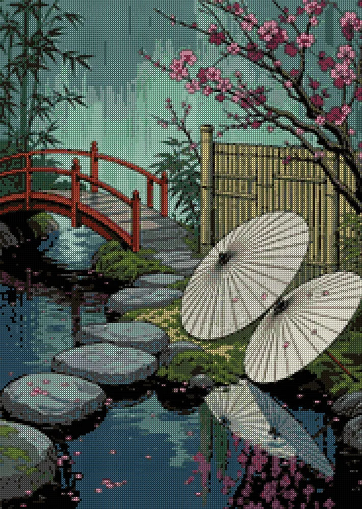 Timanttikuvio - Bamboo Fence and Umbrellas