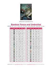 Thumbnail for Bamboo Fence and Umbrellas timanttimaalauksen värikartta – 40 DMC-väriä