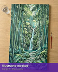 Thumbnail for Valmiin numeromaalauksen havainnekuva - Bamboo Forest Waterfall 40x70cm