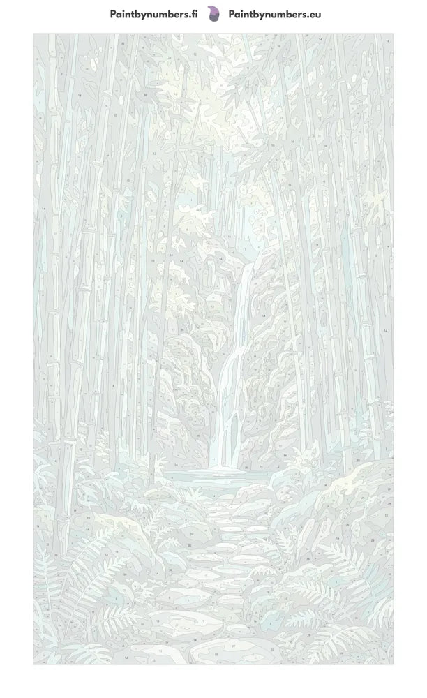 Numeroitu kangas - Bamboo Forest Waterfall 40x70cm