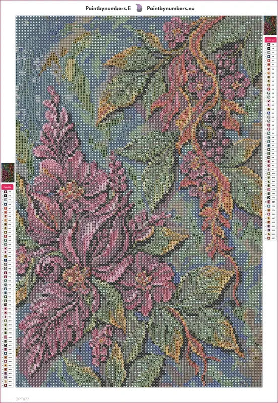 Baroque Plum Floral Relief timanttimaalauksen liimapintainen canvas 40x60cm