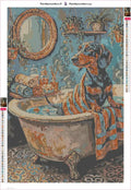 Thumbnail for Bath Time Dachshund timanttimaalauksen liimapintainen canvas 40x60cm