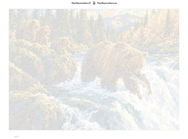 Numeromaalaus: Numeroitu kangas - Bear Cubs at the Rapids 70x50cm