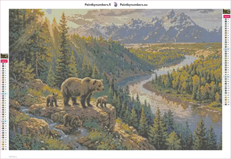 Bear Family timanttimaalauksen liimapintainen canvas 60x40cm
