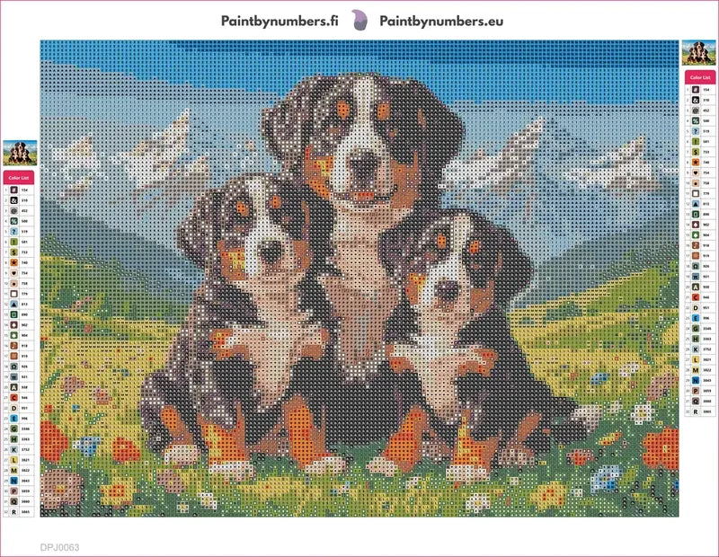 Bernese Mountain Dogs timanttimaalauksen liimapintainen canvas 40x30cm