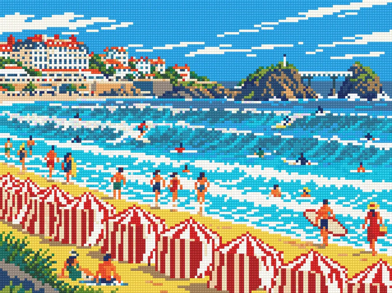 Biarritz Swell in August, 40x30 cm timanttimaalaus – lopullisen kuvion esikatselu