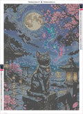 Thumbnail for Black Cat, Full Moon timanttimaalauksen liimapintainen canvas 50x70cm