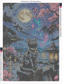 Thumbnail for Black Cat, Full Moon timanttimaalauksen liimapintainen canvas 50x70cm