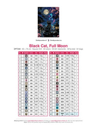 Thumbnail for Black Cat, Full Moon timanttimaalauksen värikartta – 40 DMC-väriä