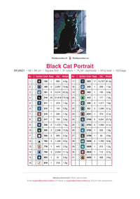 Thumbnail for Black Cat Portrait timanttimaalauksen värikartta – 31 DMC-väriä