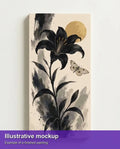 Thumbnail for Valmiin numeromaalauksen havainnekuva - Black Lily and Moth 80x160cm