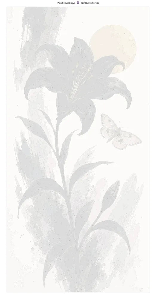 Numeroitu kangas - Black Lily and Moth 80x160cm
