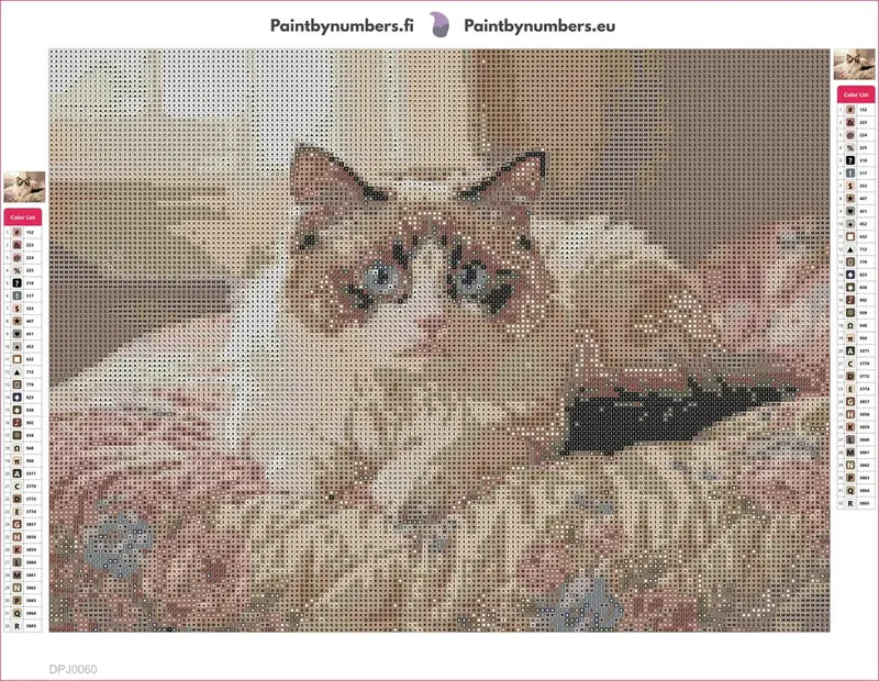 Blue-Eyed Cat timanttimaalauksen liimapintainen canvas 40x30cm