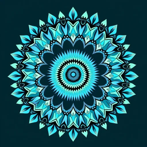 Sininen mandala geometrisilla kuvioilla