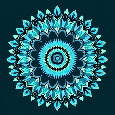 Sininen mandala geometrisilla kuvioilla
