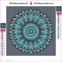 Thumbnail for Blue Round Mandala timanttimaalauksen liimapintainen canvas 20x20cm