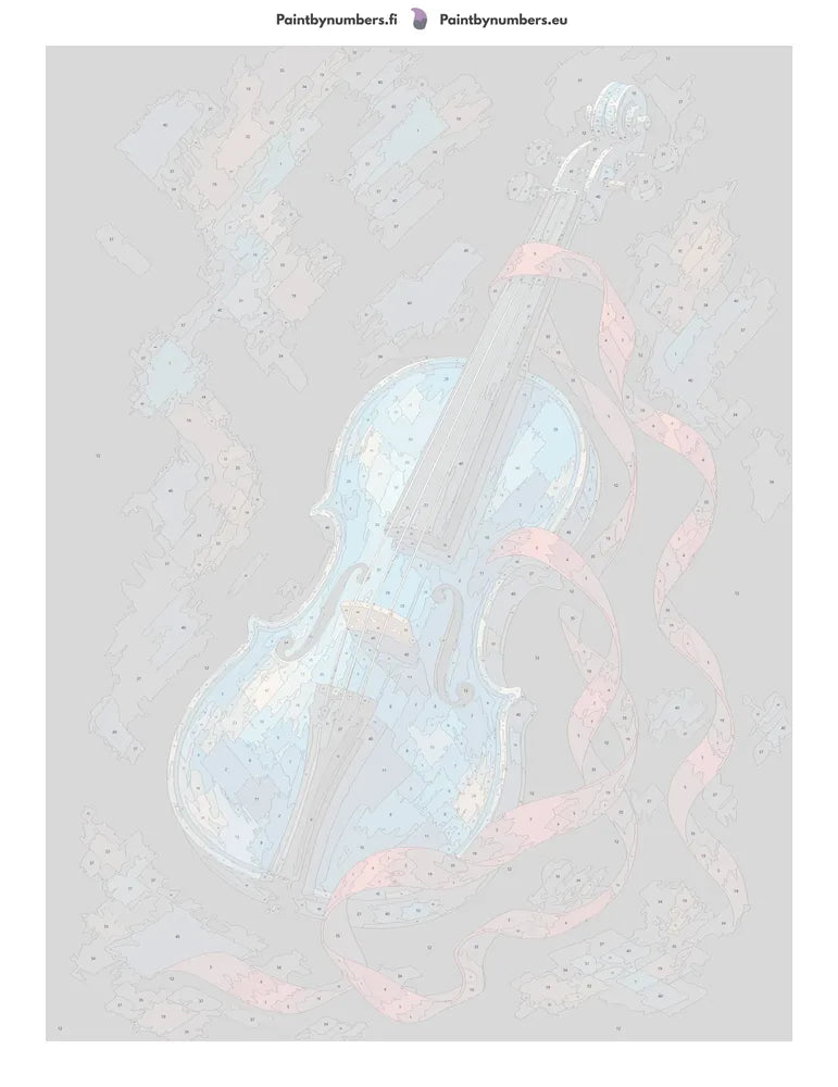 Numeroitu kangas - Blue Violin with Red Ribbon 60x80cm