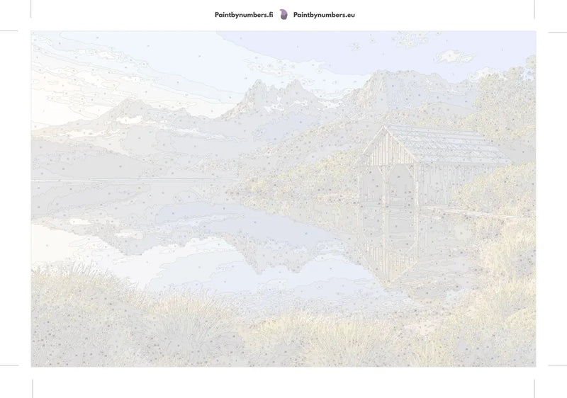 Numeroitu kangas - Boat House and Mountains 60x40cm