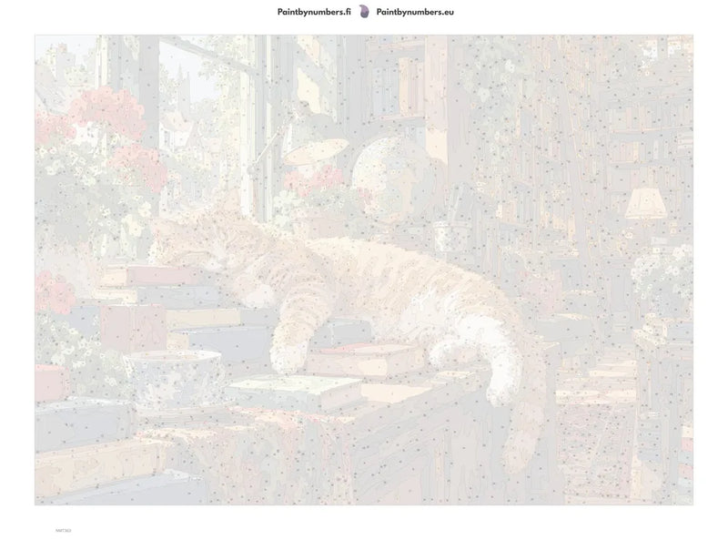 Numeromaalaus: Numeroitu kangas - Bookshop Cat 70x50cm