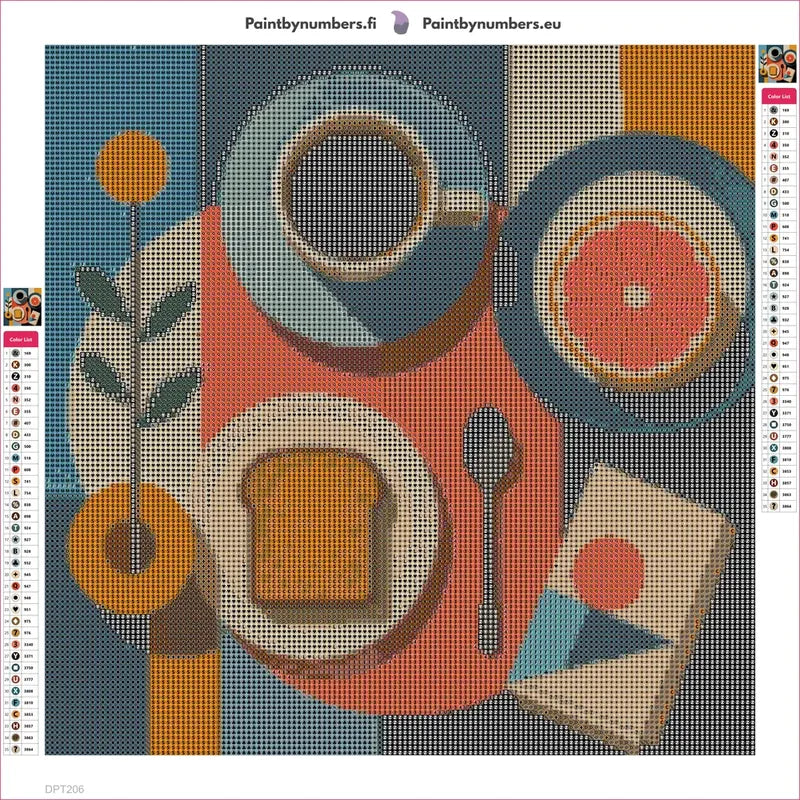 Breakfast Flat Lay timanttimaalauksen liimapintainen canvas 40x40cm