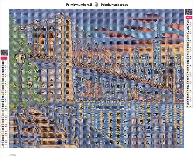 Brooklyn Bridge Indigo Passage timanttimaalauksen liimapintainen canvas 50x40cm