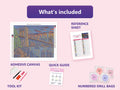 Thumbnail for Brooklyn Bridge Indigo Passage 50x40cm timanttimaalauspaketin sisältö: liimapintainen canvas, värikartta, työkalut ja timanttipussit