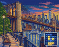 Thumbnail for Brooklyn Bridge Indigo Passage, 50x40 cm timanttimaalaus – lopullisen kuvion esikatselu ja lähikuva neliönmuotoisista timanteista