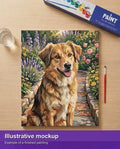 Thumbnail for Valmiin numeromaalauksen havainnekuva - Brown Dog in Garden 40x50cm