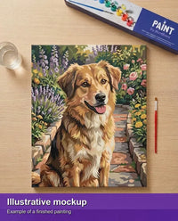 Thumbnail for Valmiin numeromaalauksen havainnekuva - Brown Dog in Garden 40x50cm