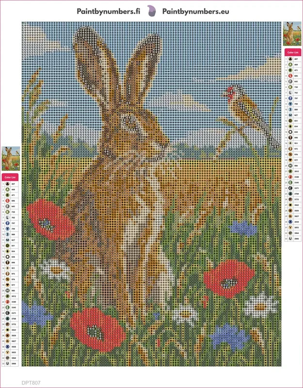 Brown Hare in the Summer Meadow timanttimaalauksen liimapintainen canvas 30x40cm