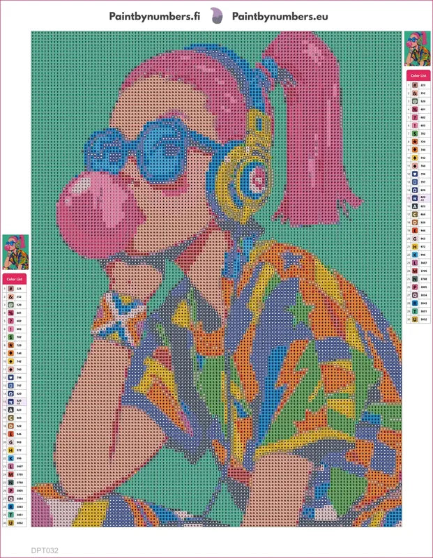 Bubblegum Pop timanttimaalauksen liimapintainen canvas 30x40cm