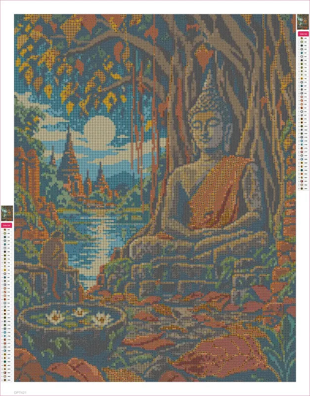 Buddha under the Banyan timanttimaalauksen liimapintainen canvas 50x65cm