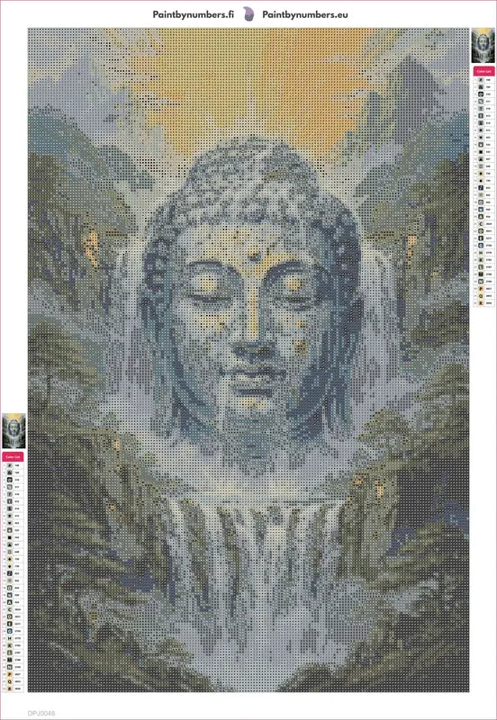 Buddha Waterfall timanttimaalauksen liimapintainen canvas 40x60cm