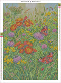 Thumbnail for Butterflies and Wildflowers Meadow timanttimaalauksen liimapintainen canvas 50x70cm